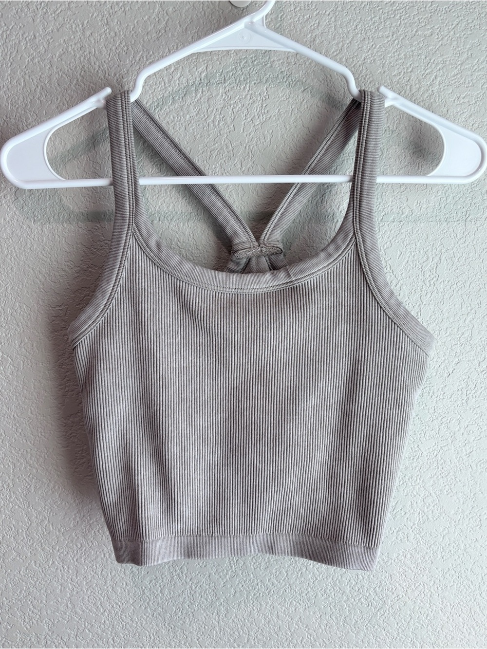 Harmony Balance Ribbed Crop Tank Top Active Neutral Beige Women’s Size Medium